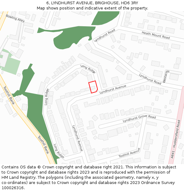 6, LYNDHURST AVENUE, BRIGHOUSE, HD6 3RY: Location map and indicative extent of plot