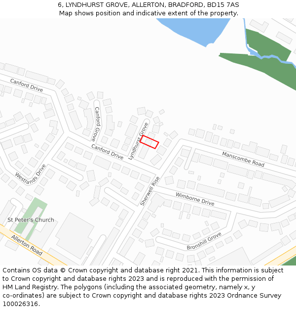 6, LYNDHURST GROVE, ALLERTON, BRADFORD, BD15 7AS: Location map and indicative extent of plot