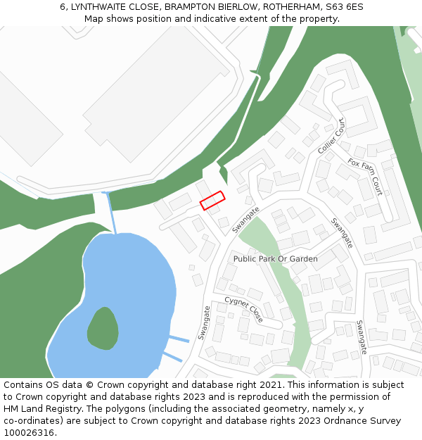 6, LYNTHWAITE CLOSE, BRAMPTON BIERLOW, ROTHERHAM, S63 6ES: Location map and indicative extent of plot