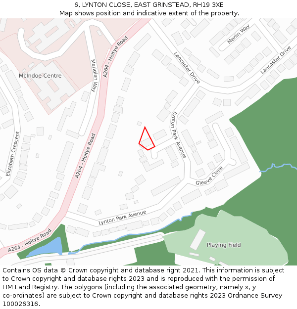 6, LYNTON CLOSE, EAST GRINSTEAD, RH19 3XE: Location map and indicative extent of plot