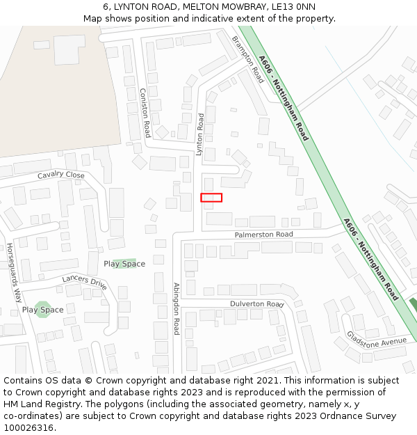 6, LYNTON ROAD, MELTON MOWBRAY, LE13 0NN: Location map and indicative extent of plot
