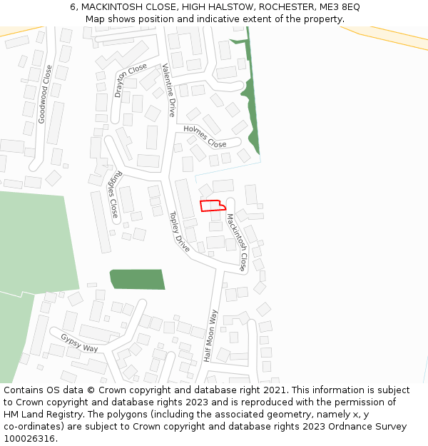 6, MACKINTOSH CLOSE, HIGH HALSTOW, ROCHESTER, ME3 8EQ: Location map and indicative extent of plot