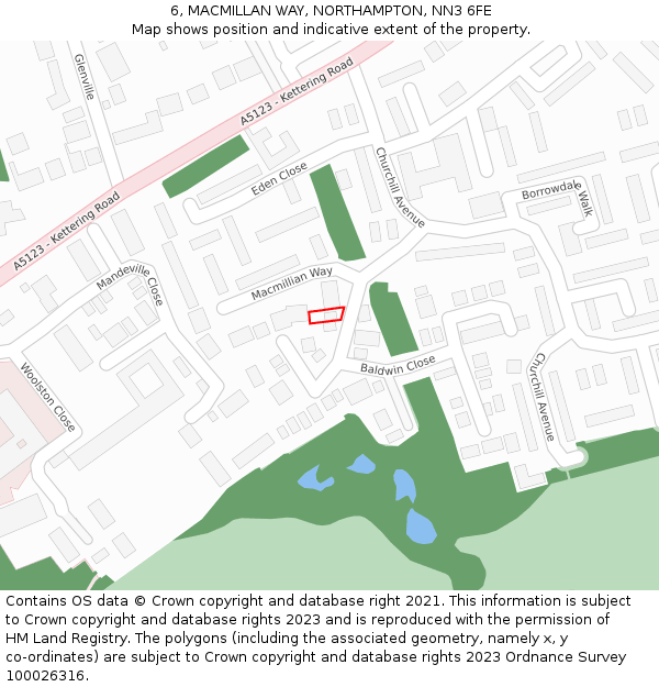 6, MACMILLAN WAY, NORTHAMPTON, NN3 6FE: Location map and indicative extent of plot