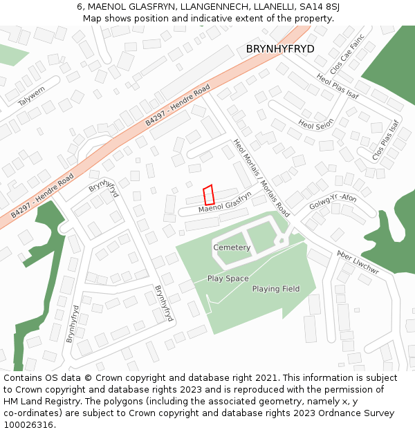 6, MAENOL GLASFRYN, LLANGENNECH, LLANELLI, SA14 8SJ: Location map and indicative extent of plot