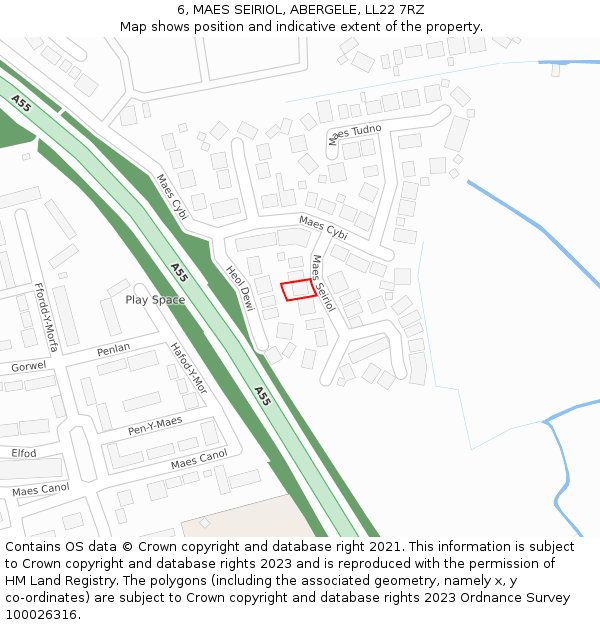 6, MAES SEIRIOL, ABERGELE, LL22 7RZ: Location map and indicative extent of plot