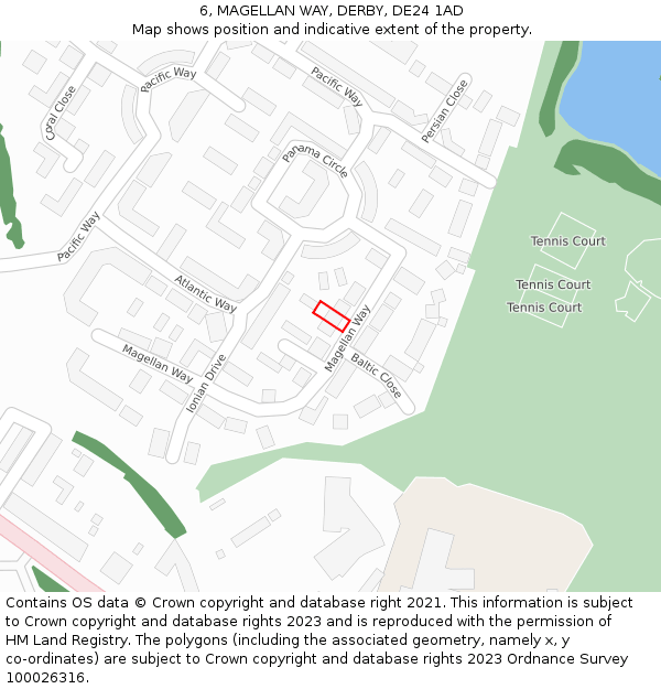 6, MAGELLAN WAY, DERBY, DE24 1AD: Location map and indicative extent of plot