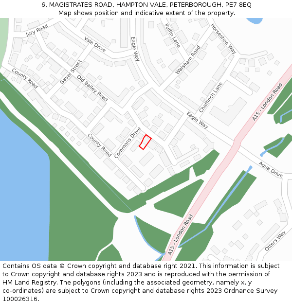 6, MAGISTRATES ROAD, HAMPTON VALE, PETERBOROUGH, PE7 8EQ: Location map and indicative extent of plot