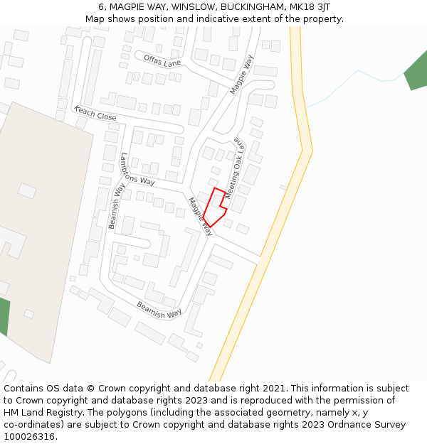 6, MAGPIE WAY, WINSLOW, BUCKINGHAM, MK18 3JT: Location map and indicative extent of plot