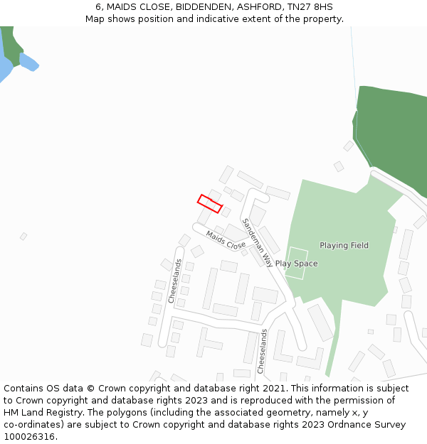 6, MAIDS CLOSE, BIDDENDEN, ASHFORD, TN27 8HS: Location map and indicative extent of plot