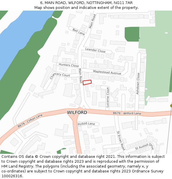 6, MAIN ROAD, WILFORD, NOTTINGHAM, NG11 7AR: Location map and indicative extent of plot