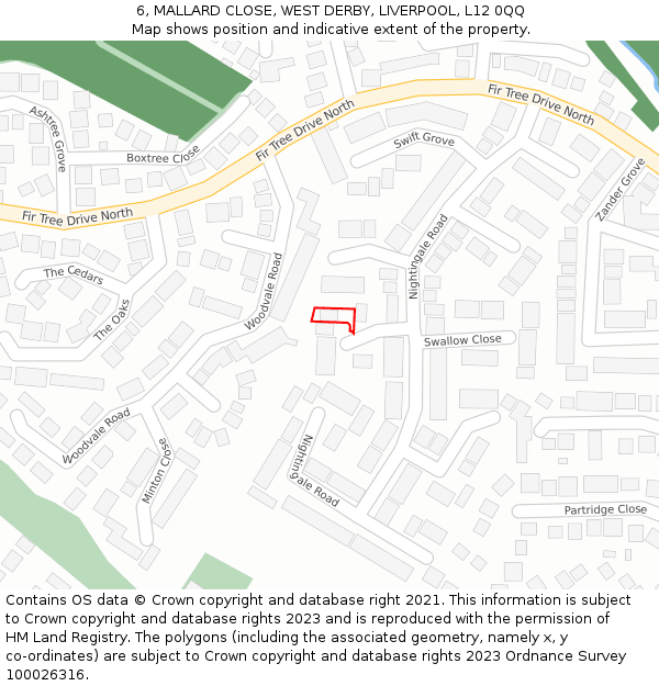 6, MALLARD CLOSE, WEST DERBY, LIVERPOOL, L12 0QQ: Location map and indicative extent of plot