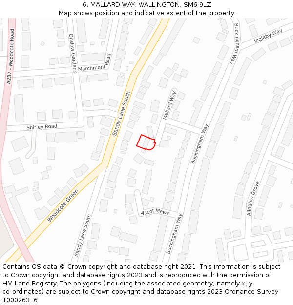 6, MALLARD WAY, WALLINGTON, SM6 9LZ: Location map and indicative extent of plot