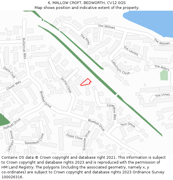 6, MALLOW CROFT, BEDWORTH, CV12 0GS: Location map and indicative extent of plot