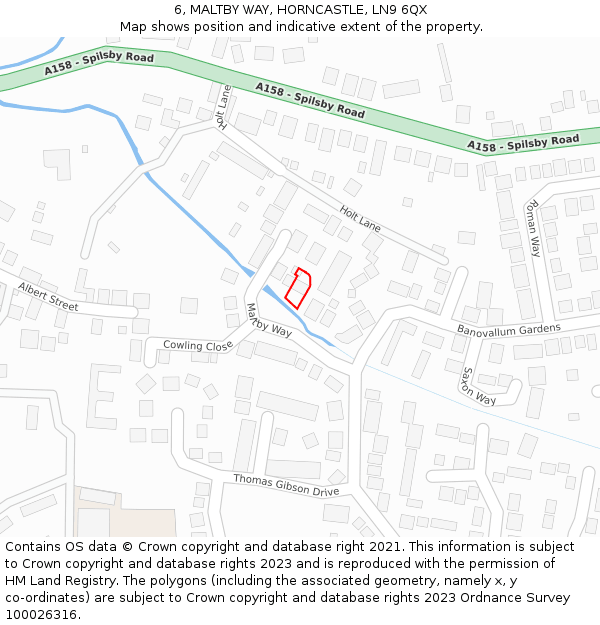 6, MALTBY WAY, HORNCASTLE, LN9 6QX: Location map and indicative extent of plot