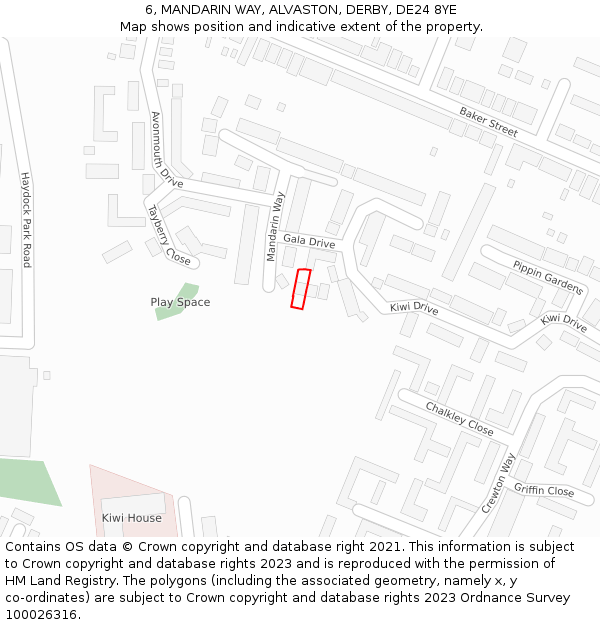 6, MANDARIN WAY, ALVASTON, DERBY, DE24 8YE: Location map and indicative extent of plot