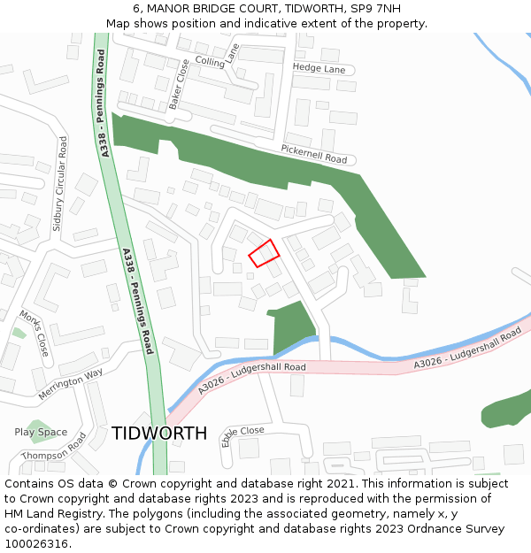 6, MANOR BRIDGE COURT, TIDWORTH, SP9 7NH: Location map and indicative extent of plot