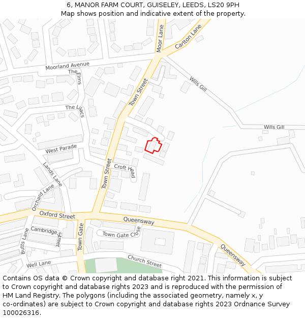 6, MANOR FARM COURT, GUISELEY, LEEDS, LS20 9PH: Location map and indicative extent of plot