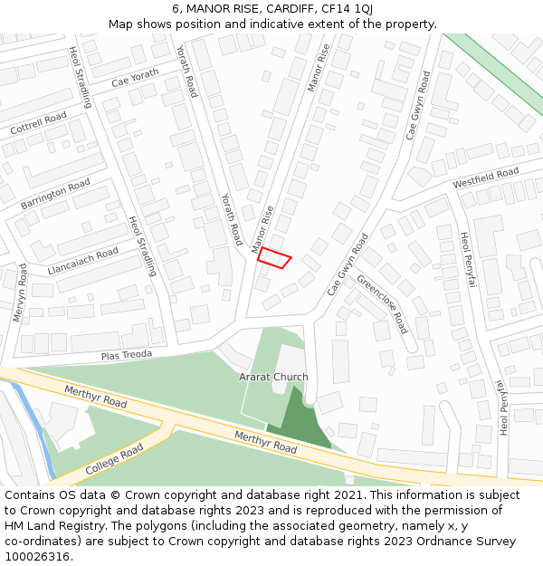 6, MANOR RISE, CARDIFF, CF14 1QJ: Location map and indicative extent of plot