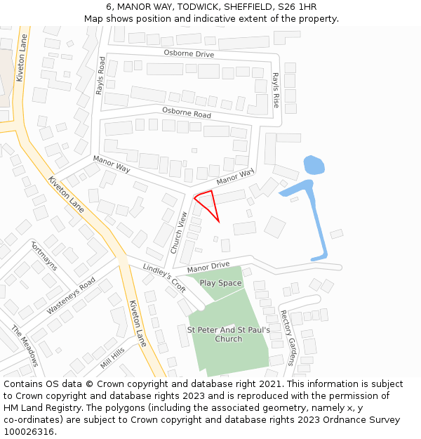 6, MANOR WAY, TODWICK, SHEFFIELD, S26 1HR: Location map and indicative extent of plot