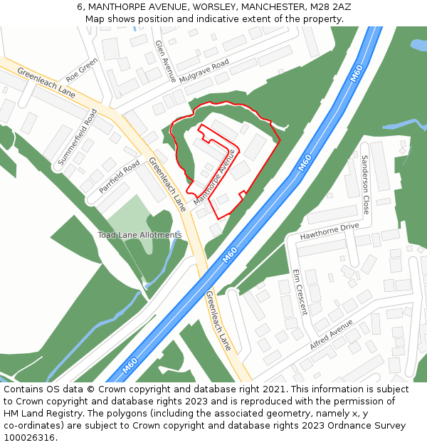 6, MANTHORPE AVENUE, WORSLEY, MANCHESTER, M28 2AZ: Location map and indicative extent of plot