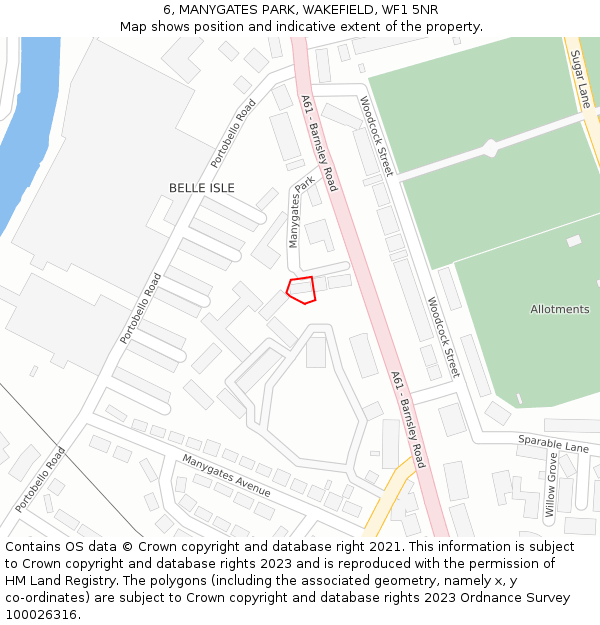 6, MANYGATES PARK, WAKEFIELD, WF1 5NR: Location map and indicative extent of plot