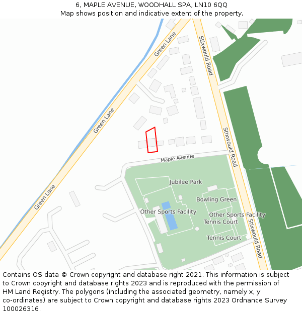 6, MAPLE AVENUE, WOODHALL SPA, LN10 6QQ: Location map and indicative extent of plot