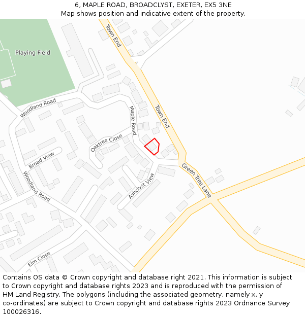 6, MAPLE ROAD, BROADCLYST, EXETER, EX5 3NE: Location map and indicative extent of plot