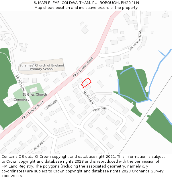 6, MAPLELEAF, COLDWALTHAM, PULBOROUGH, RH20 1LN: Location map and indicative extent of plot