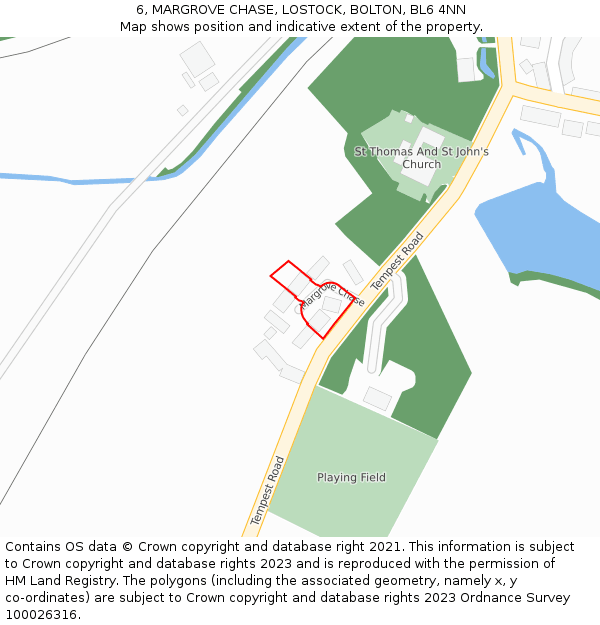 6, MARGROVE CHASE, LOSTOCK, BOLTON, BL6 4NN: Location map and indicative extent of plot