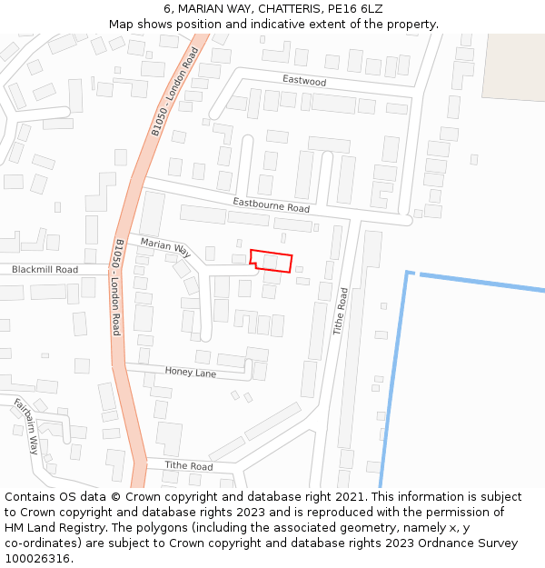 6, MARIAN WAY, CHATTERIS, PE16 6LZ: Location map and indicative extent of plot