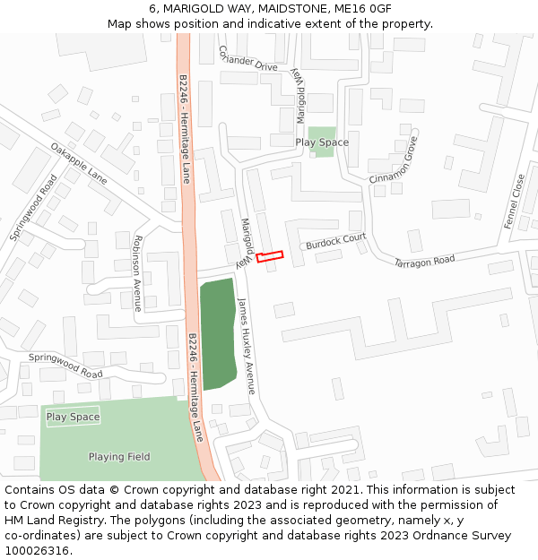 6, MARIGOLD WAY, MAIDSTONE, ME16 0GF: Location map and indicative extent of plot