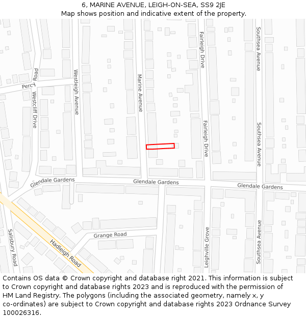 6, MARINE AVENUE, LEIGH-ON-SEA, SS9 2JE: Location map and indicative extent of plot