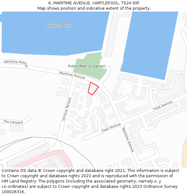 6, MARITIME AVENUE, HARTLEPOOL, TS24 0XF: Location map and indicative extent of plot