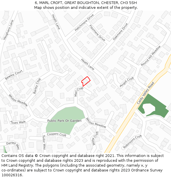 6, MARL CROFT, GREAT BOUGHTON, CHESTER, CH3 5SH: Location map and indicative extent of plot
