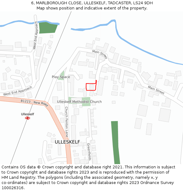 6, MARLBOROUGH CLOSE, ULLESKELF, TADCASTER, LS24 9DH: Location map and indicative extent of plot