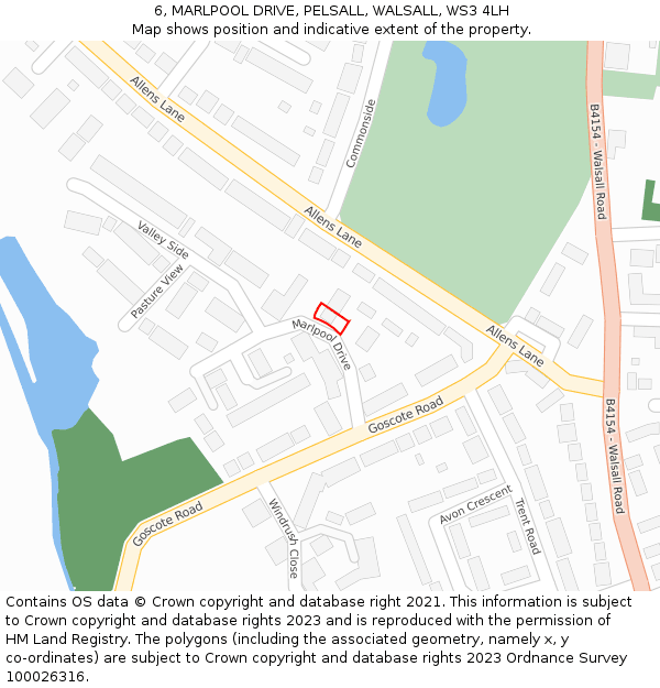 6, MARLPOOL DRIVE, PELSALL, WALSALL, WS3 4LH: Location map and indicative extent of plot