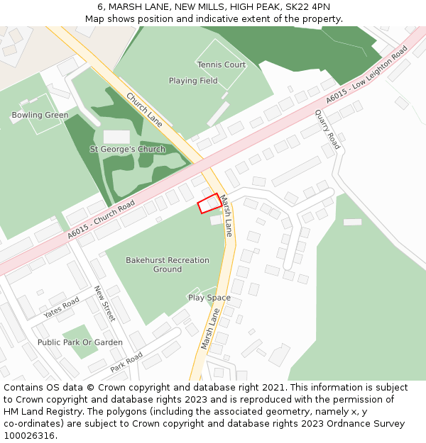 6, MARSH LANE, NEW MILLS, HIGH PEAK, SK22 4PN: Location map and indicative extent of plot