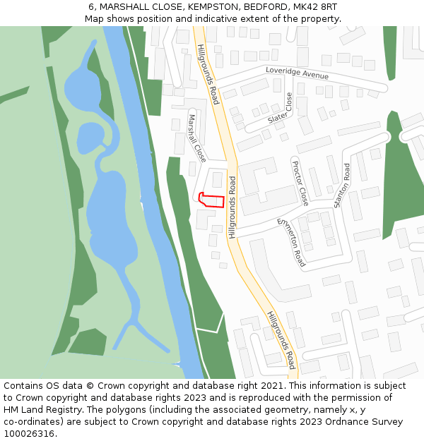 6, MARSHALL CLOSE, KEMPSTON, BEDFORD, MK42 8RT: Location map and indicative extent of plot