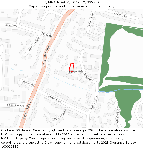 6, MARTIN WALK, HOCKLEY, SS5 4LP: Location map and indicative extent of plot