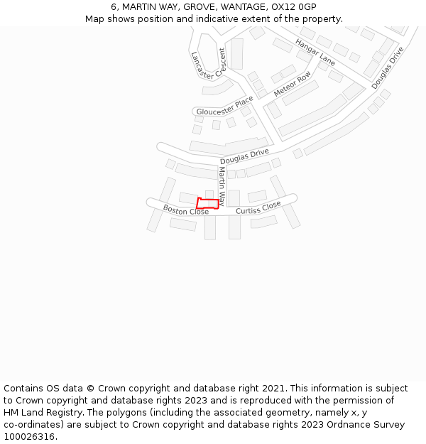 6, MARTIN WAY, GROVE, WANTAGE, OX12 0GP: Location map and indicative extent of plot