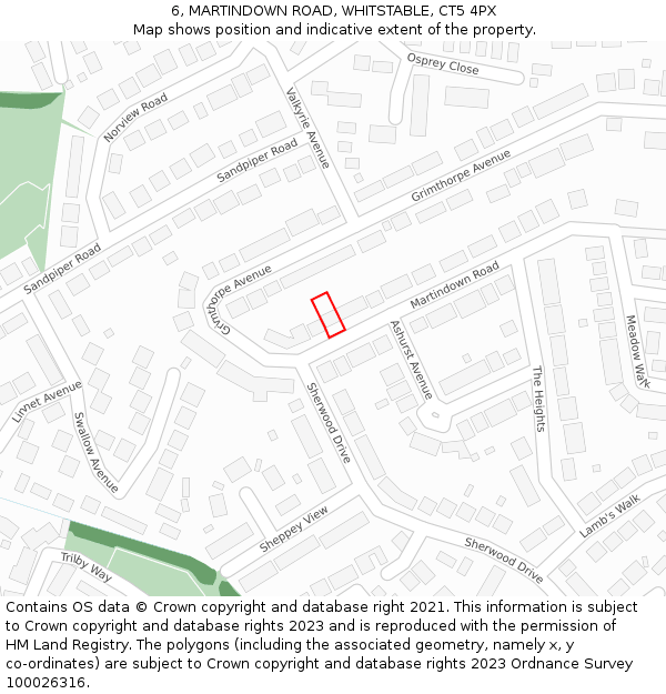 6, MARTINDOWN ROAD, WHITSTABLE, CT5 4PX: Location map and indicative extent of plot