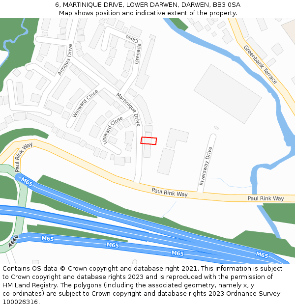 6, MARTINIQUE DRIVE, LOWER DARWEN, DARWEN, BB3 0SA: Location map and indicative extent of plot