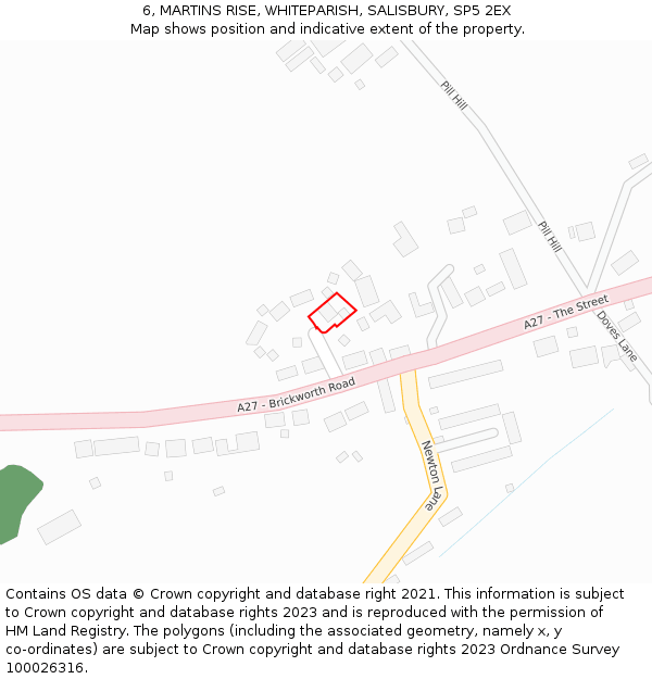6, MARTINS RISE, WHITEPARISH, SALISBURY, SP5 2EX: Location map and indicative extent of plot