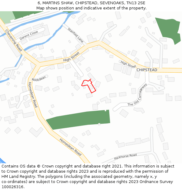 6, MARTINS SHAW, CHIPSTEAD, SEVENOAKS, TN13 2SE: Location map and indicative extent of plot