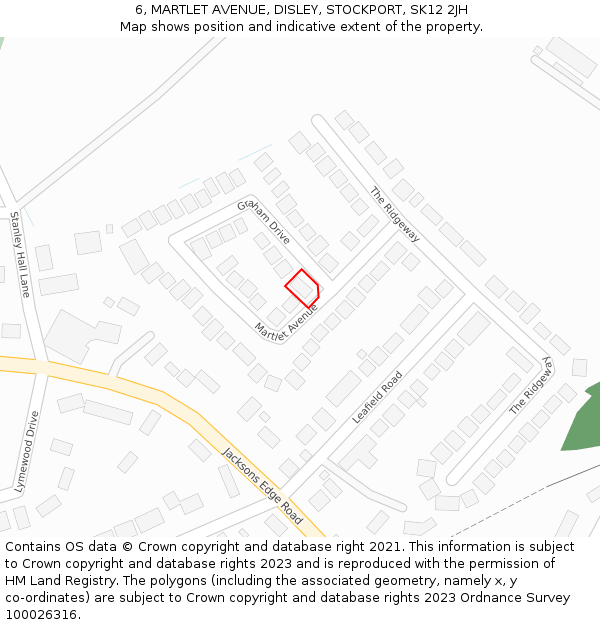 6, MARTLET AVENUE, DISLEY, STOCKPORT, SK12 2JH: Location map and indicative extent of plot