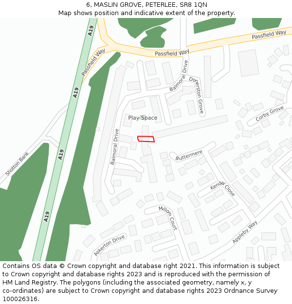 6, MASLIN GROVE, PETERLEE, SR8 1QN: Location map and indicative extent of plot