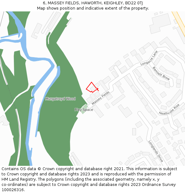 6, MASSEY FIELDS, HAWORTH, KEIGHLEY, BD22 0TJ: Location map and indicative extent of plot
