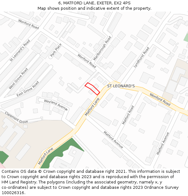 6, MATFORD LANE, EXETER, EX2 4PS: Location map and indicative extent of plot