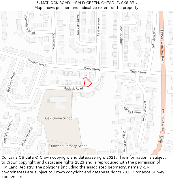 6, MATLOCK ROAD, HEALD GREEN, CHEADLE, SK8 3BU: Location map and indicative extent of plot