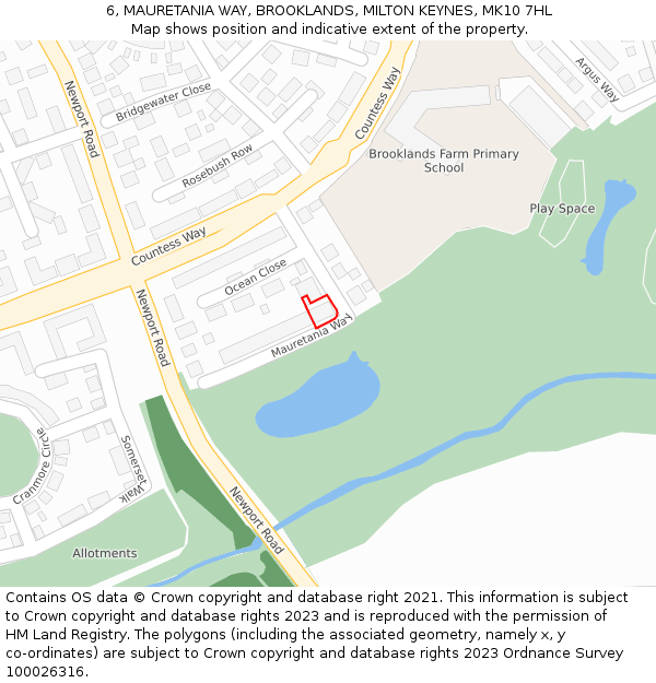 6, MAURETANIA WAY, BROOKLANDS, MILTON KEYNES, MK10 7HL: Location map and indicative extent of plot